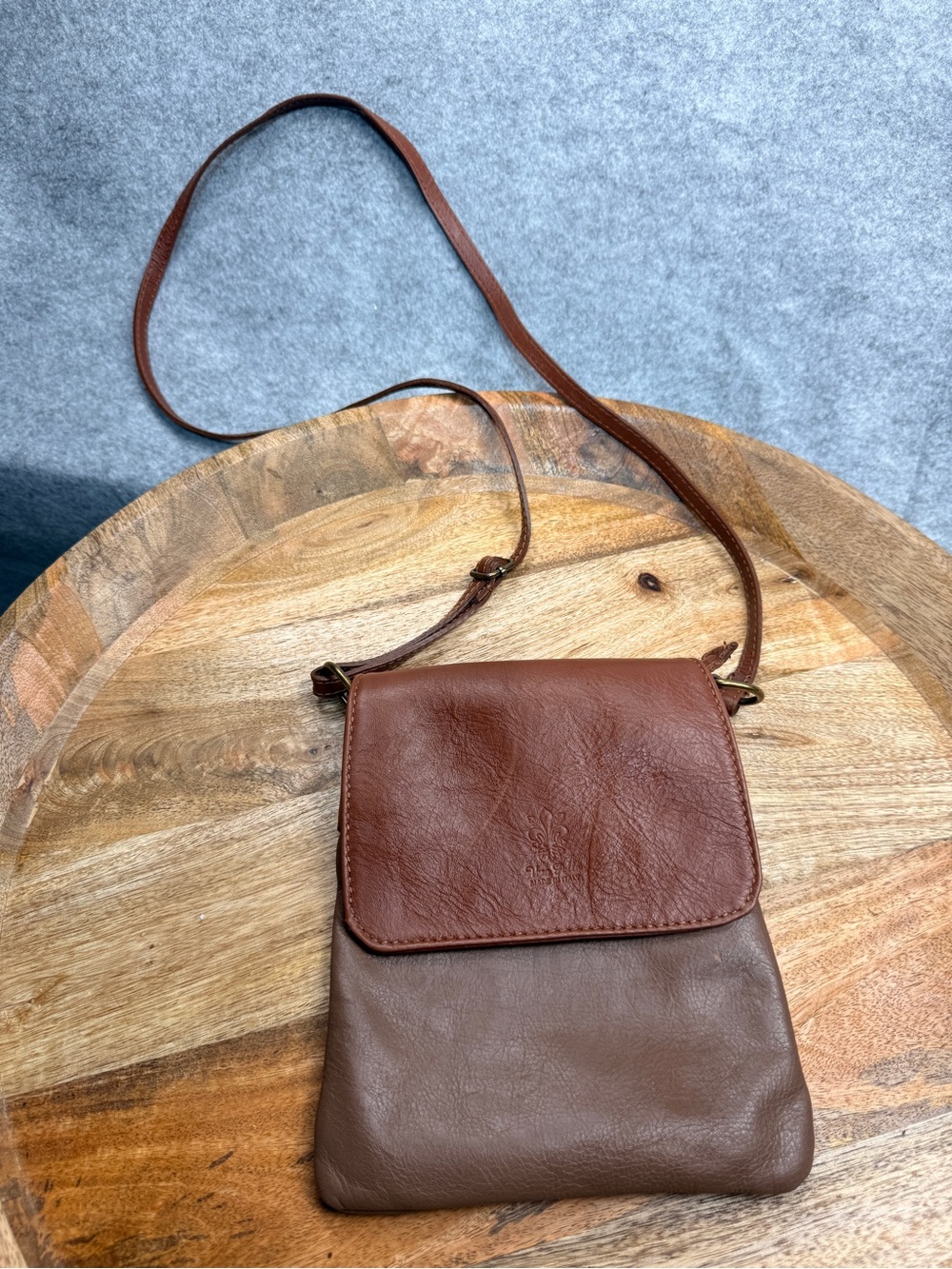 Italian Leather Crossbody Two Tone Brown Boho Bag